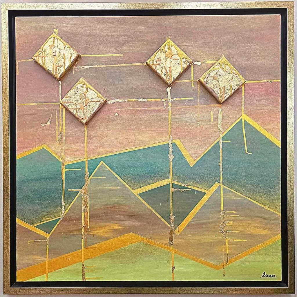 Stars — Classic painting by Lara Melachrinou. Acrylic on canvas with 24ct gold leaf, 2026.