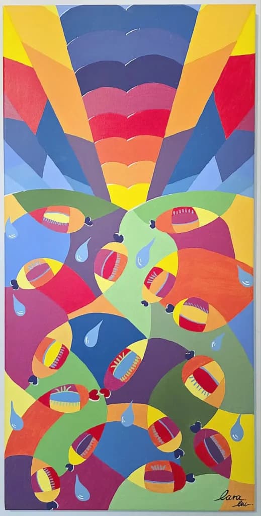 Lovers — Cubism painting by Lara Melachrinou. Acrylic on canvas, 2026.