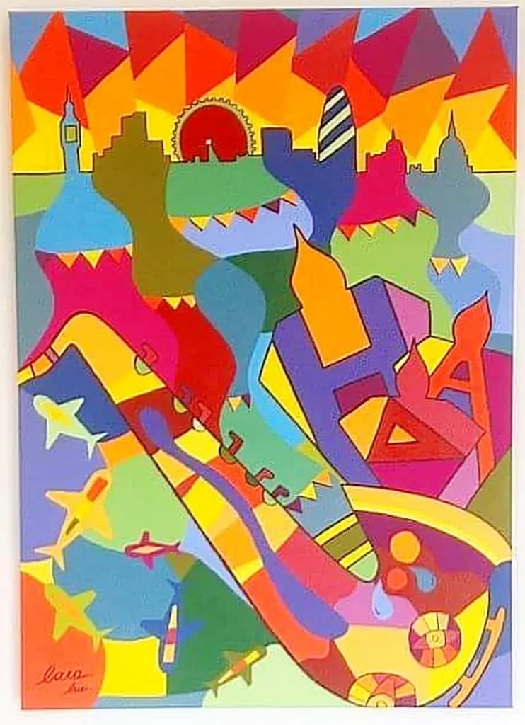 London — Custom Artwork painting by Lara Melachrinou. Acrylic on canvas, 2026.
