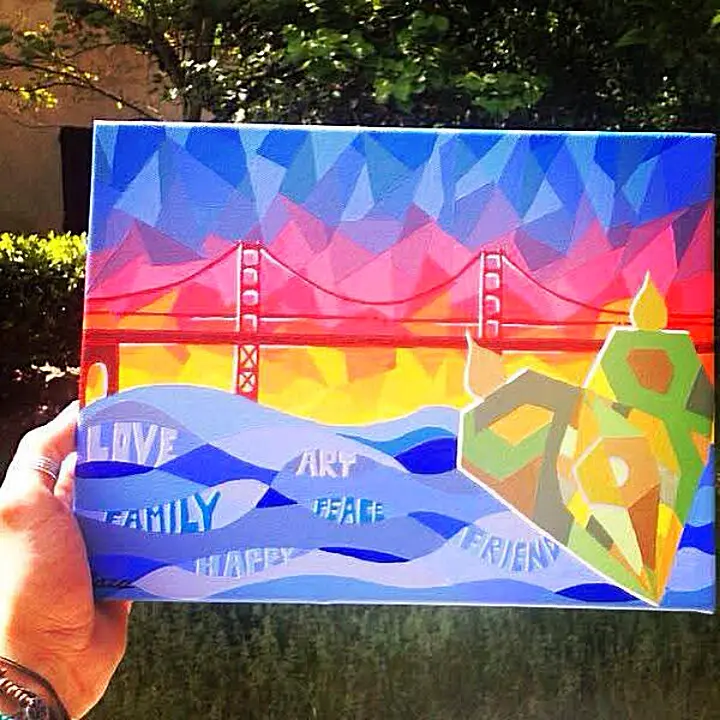San Francisco Blue — Custom Artwork painting by Lara Melachrinou. Acrylic on canvas, 2026.