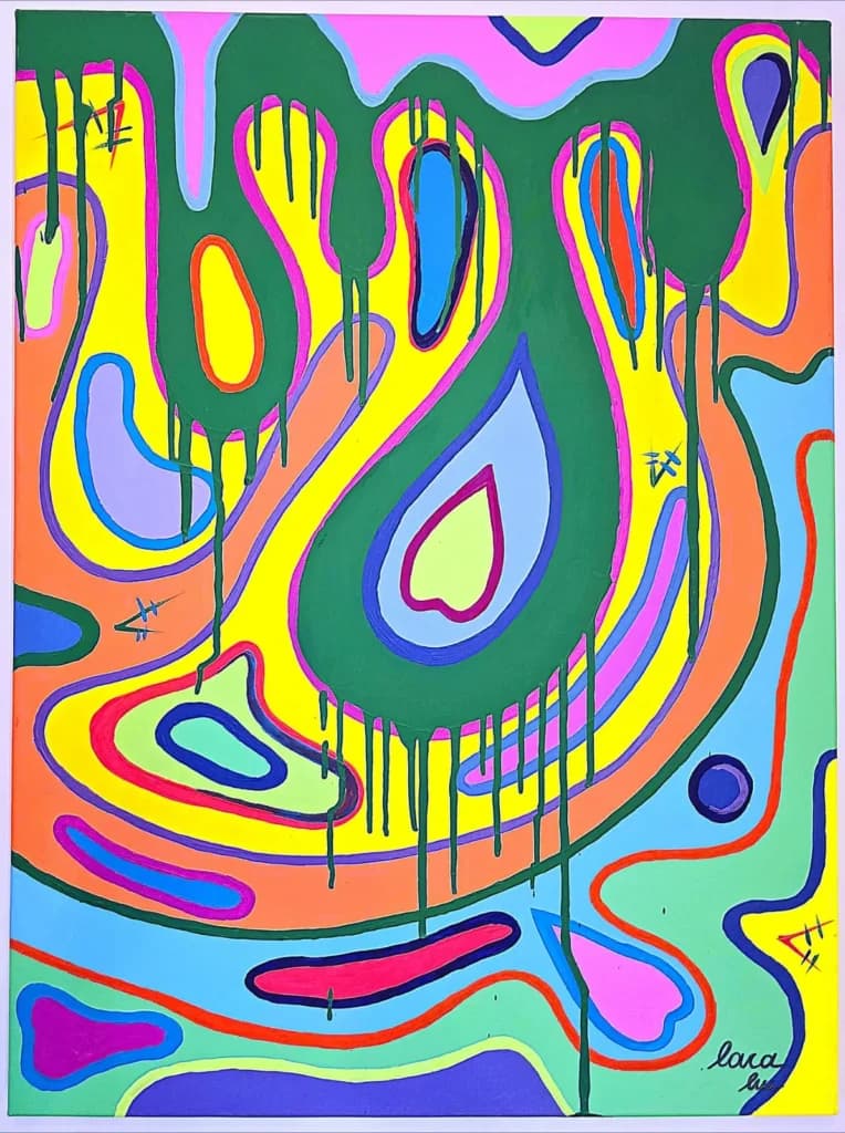 Falling Heart — Children's Art painting by Lara Melachrinou. Acrylic on canvas, 2026.