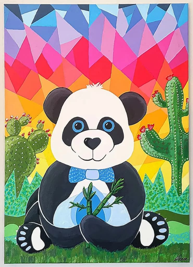 Panda — Children's Art painting by Lara Melachrinou. Acrylic on canvas, 2026.