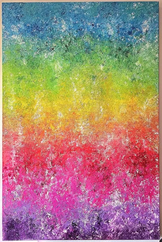 Rainbow — Abstract painting by Lara Melachrinou. Acrylic on canvas, 2026.