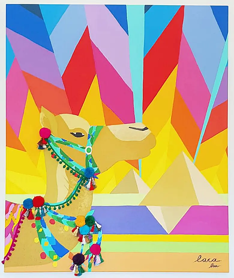 Alexandria — Cubism painting by Lara Melachrinou. Acrylic on canvas, 2026.